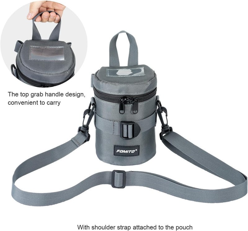 FOMITO Camera Lens Case Pouch Bag for Canon EF-S 17-55mm/17-85mm,EF 35mm f2, Nikon AF-S 18-200mm/18-105mm/18-300mm, Fujifilm XF 56mm f1.2 R & More Lens Below 3.94" x 6.1"(D x L) - Grey M size - Image 5